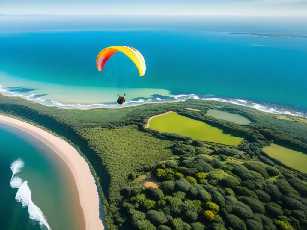 Parapente en Uruguay: alturas superar con vistas aéreas impresionantes de la costa y el océano infinito