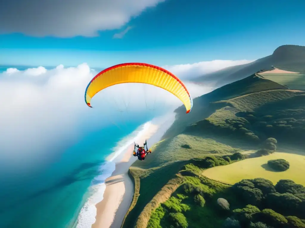 Parapente en Uruguay: Experiencias auténticas sobre la costa, un vuelo grácil y colorido en un paisaje impresionante