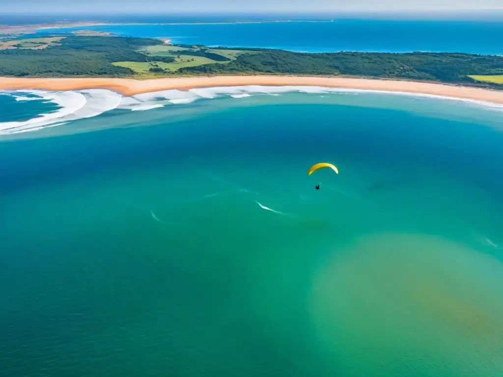 Parapentes surcando los cielos sobre la costa de Punta del Este, Uruguay