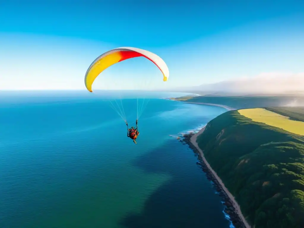 Parapentistas sobrevolando la costa de Punta del Este, Uruguay