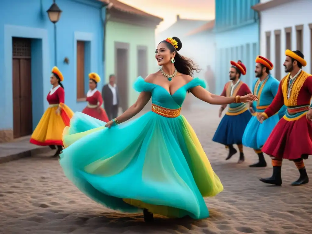 Una pareja danza la tradicional Zamba uruguaya en vibrante escena cultural