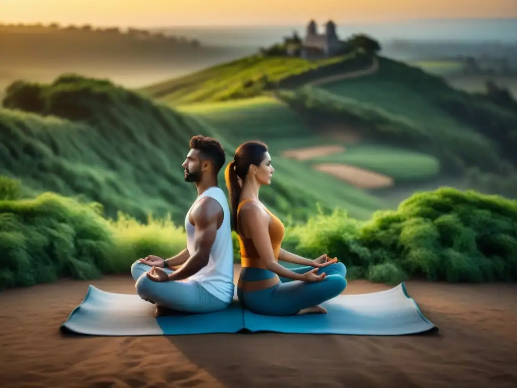 Pareja en profunda conexión durante retiros de yoga para parejas en Uruguay