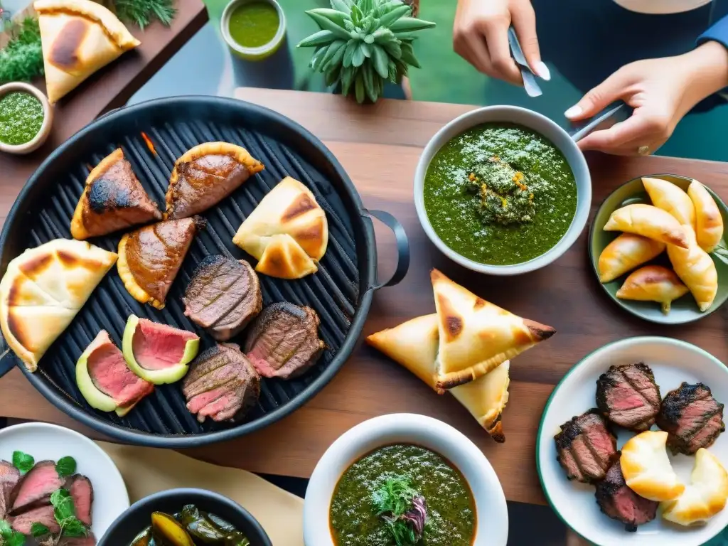 Una parrillada uruguaya tradicional con amigos y familia en un patio soleado