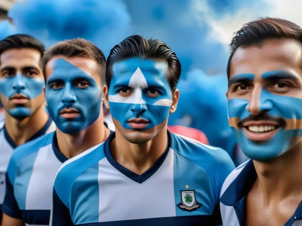 Pasión y tradición antes partido Uruguay: Fans pintando rostros con colores nacionales, reflejando emoción y dedicación