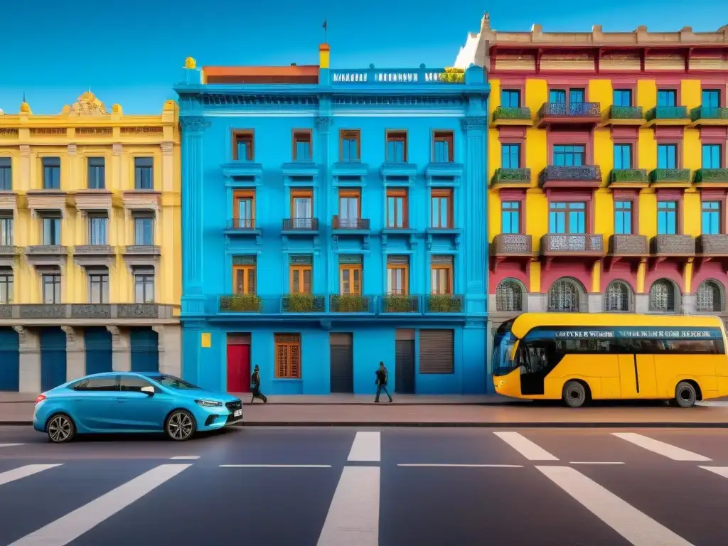 Un paseo fotográfico por Montevideo callejero: arte urbano colorido en La Rambla, edificios históricos y cielo azul