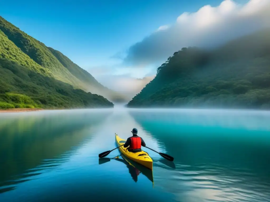 Paseo en kayak en Río Negro, Uruguay, rodeado de la belleza natural del río sereno