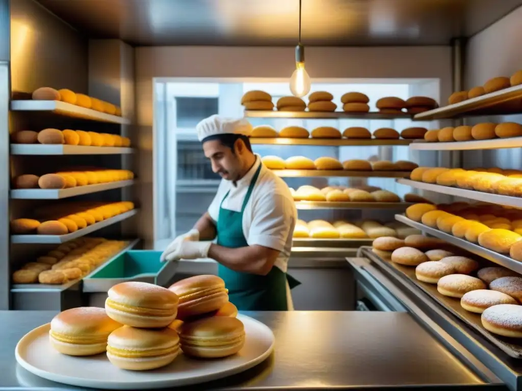 Una pastelería tradicional en Uruguay llena de medialunas, churros y alfajores artesanales