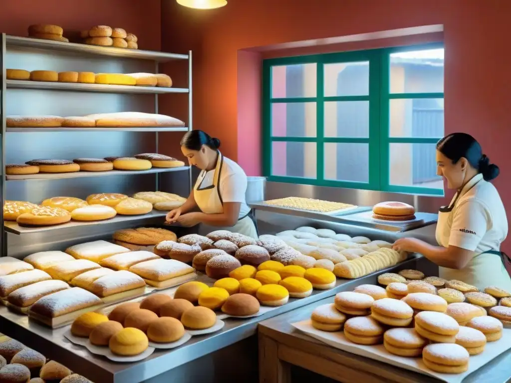 Una pastelería tradicional en Uruguay rebosante de delicias recién horneadas y coloridas