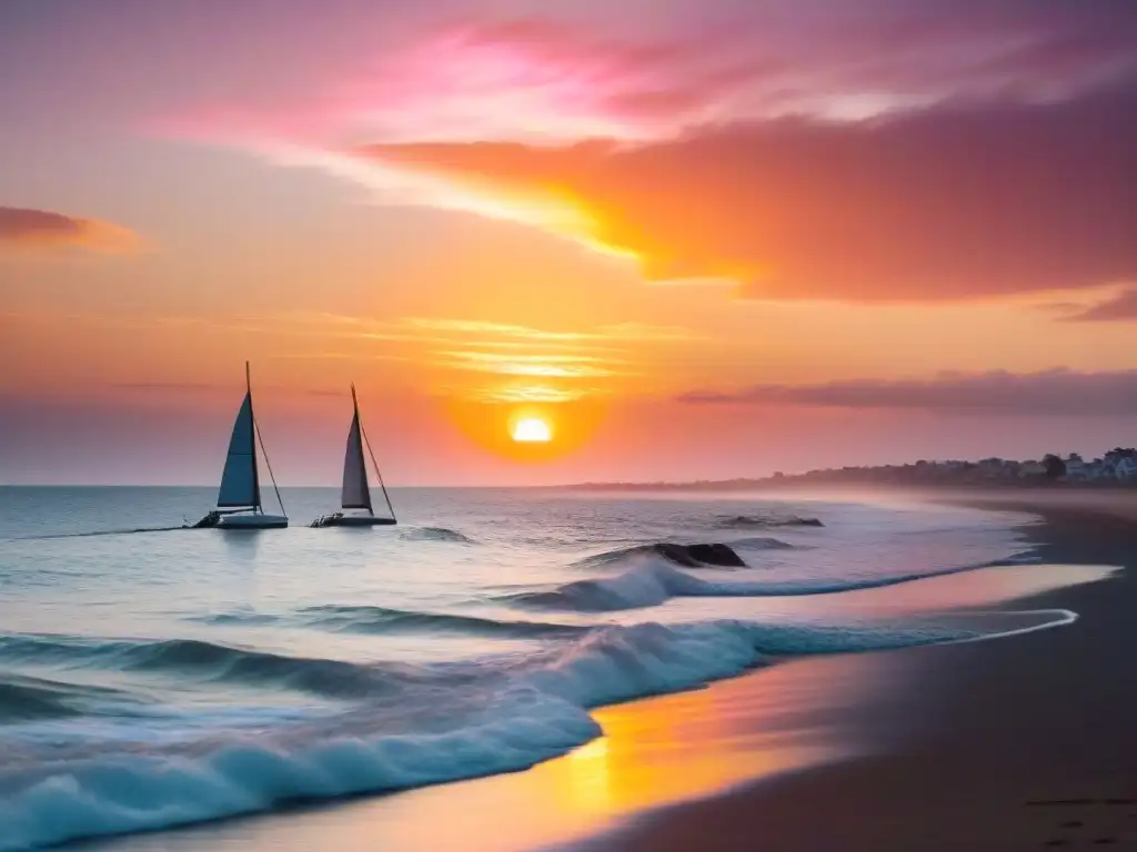 Una pintura natural de atardecer en Punta del Este, Uruguay