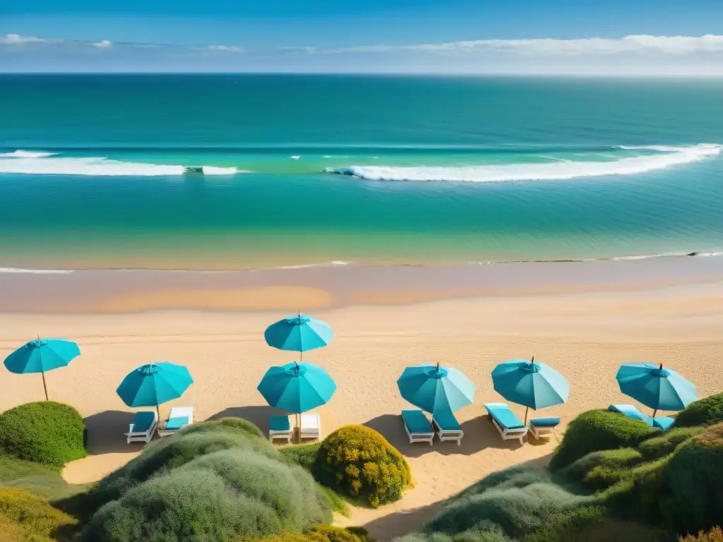 Playa paradisíaca en Uruguay, aguas turquesas cristalinas y arena dorada