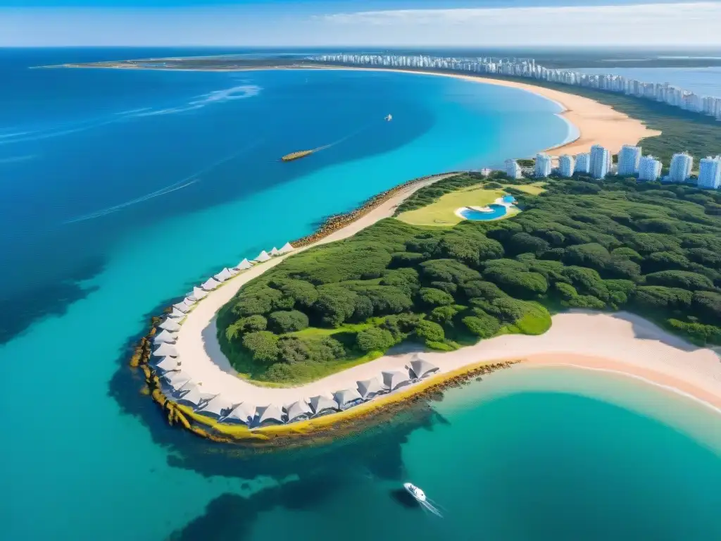 Las playas, yates y escultura 'Los Dedos' de Punta del Este, Uruguay, desde el aire