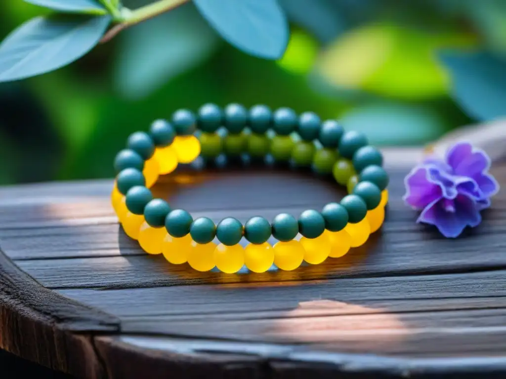 Pulsera repelente de mosquitos con ingredientes naturales en entorno sereno Pulsera repelente de mosquitos con ingredientes naturales en un entorno sereno
