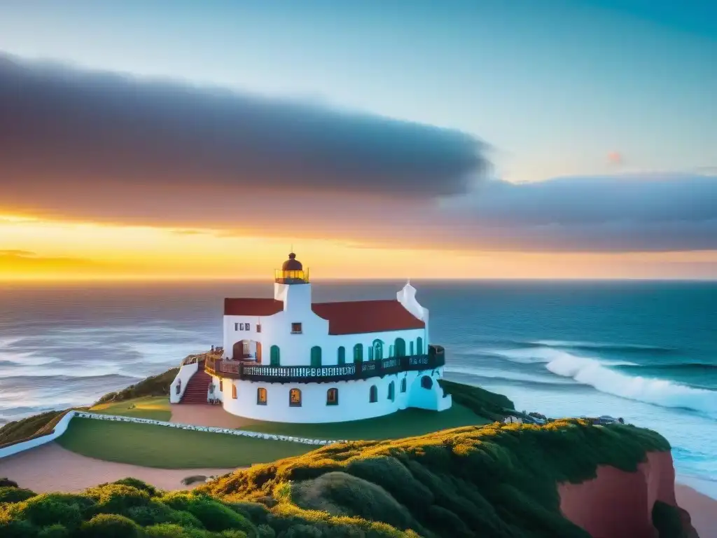 Iconica Casapueblo en Punta Ballena, Uruguay al atardecer