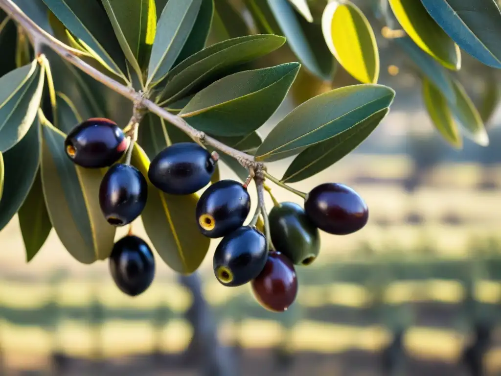 Ramas de olivos maduros en un olivar uruguayo: oleoturismo en Uruguay, ruta del olivo