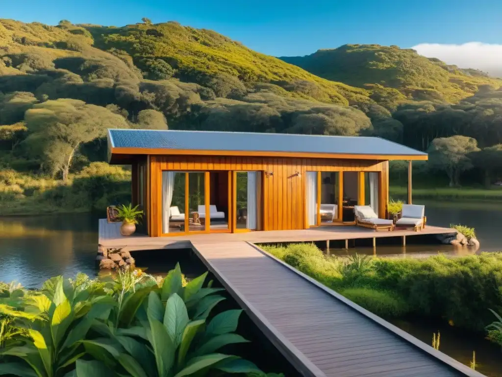 Experiencia inclusiva en cabaña accesible en Uruguay Un refugio accesible en Uruguay con viajeros disfrutando de la naturaleza