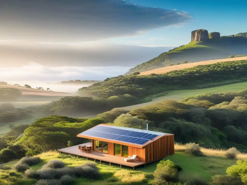 Refugio ecoamigable en Uruguay: cabaña sostenible rodeada de naturaleza y tranquilidad