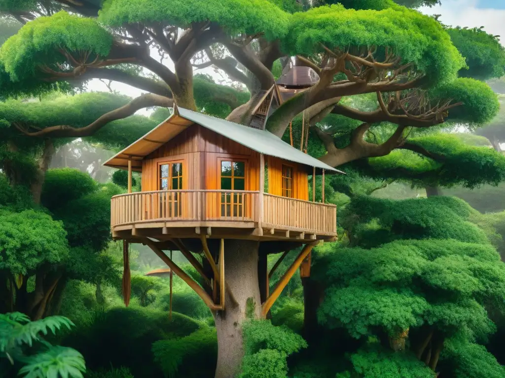 Un refugio mágico en lo alto de un árbol en Uruguay