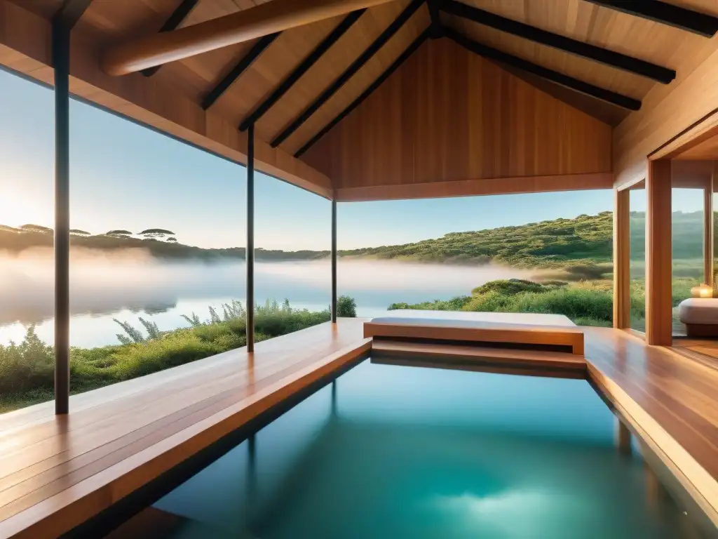Refugio de spa en Uruguay: cabaña lujosa rodeada de naturaleza exuberante y vistas al lago, un oasis de paz y bienestar