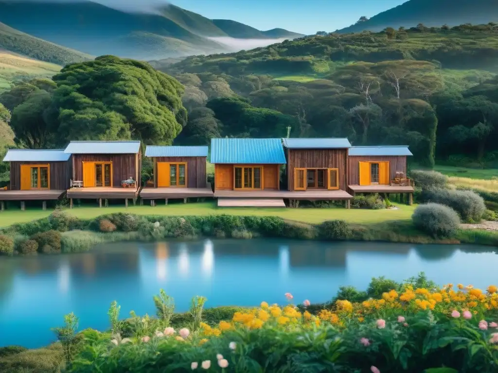 Retiro espiritual en Uruguay: cabañas de madera, jardín de meditación y lago