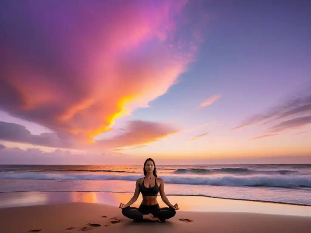 Retiro de yoga para parejas en la playa al atardecer en Uruguay