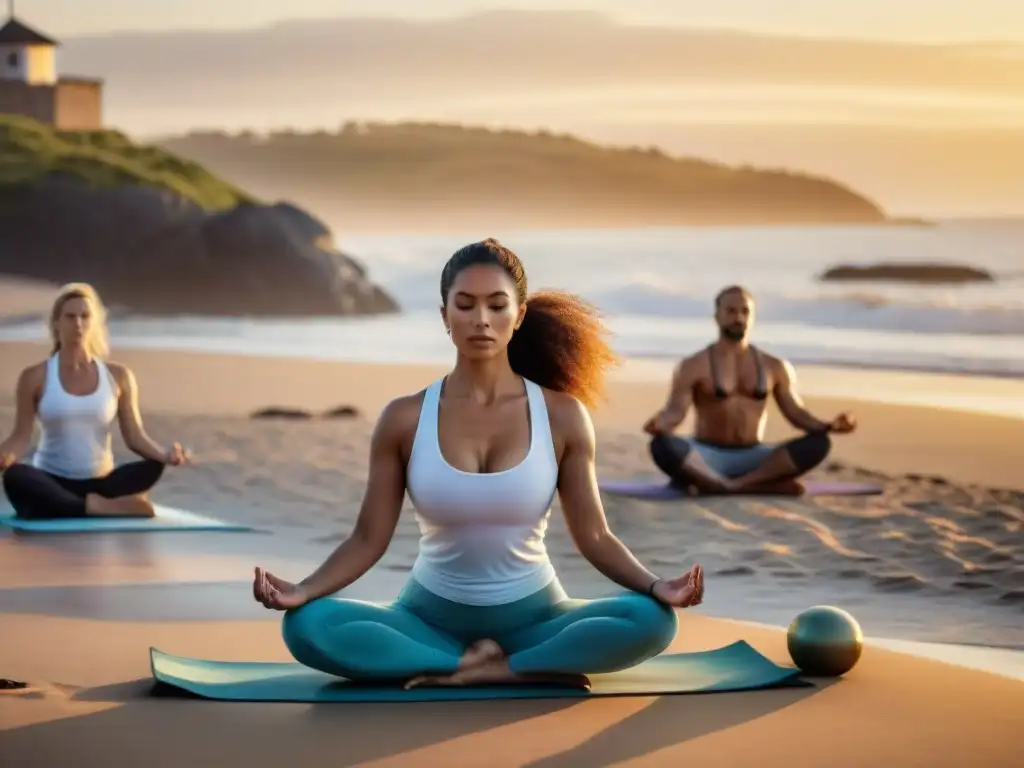 Retiro de yoga bilingüe en la playa al amanecer en Uruguay: diversidad, serenidad y armonía