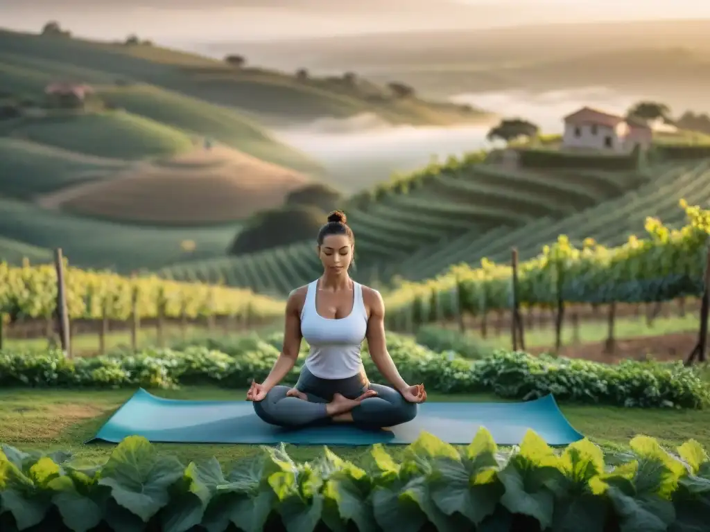 Retiro de yoga al amanecer en la campiña de Uruguay, conectando con la naturaleza y la tranquilidad