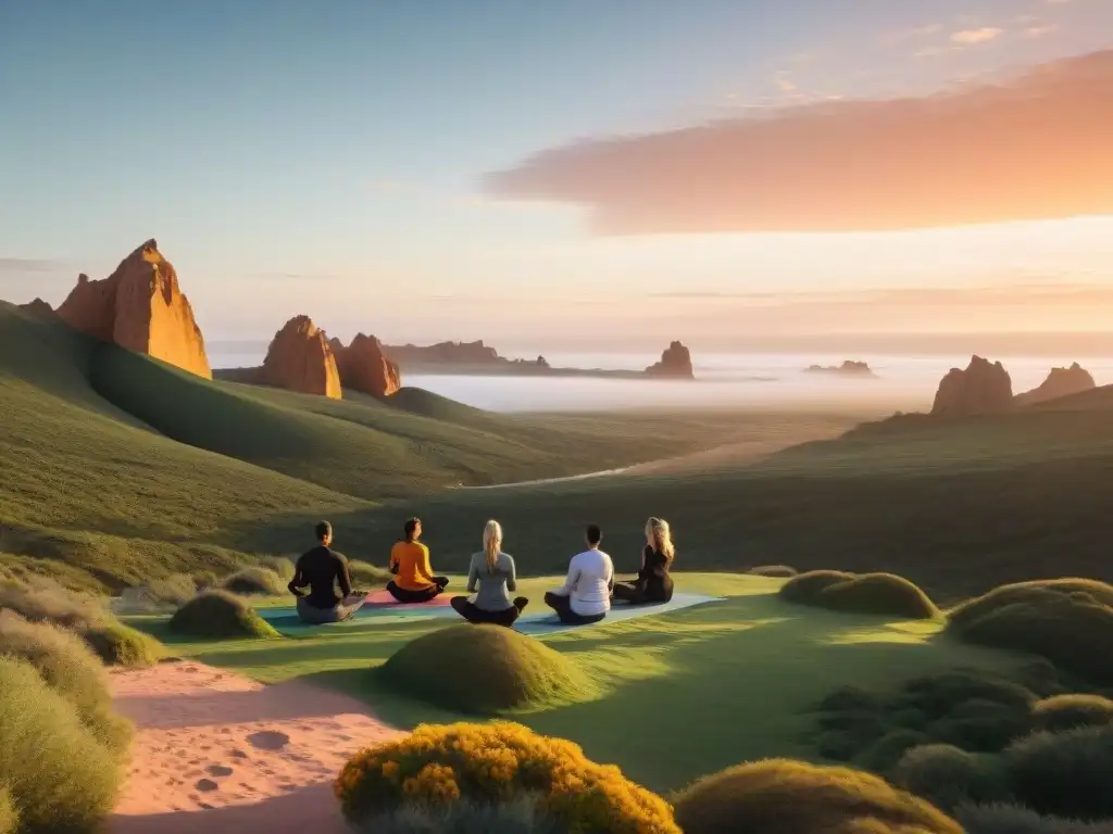 Retiros espirituales en lugares energéticos Uruguay: Yoga al atardecer en Valle de la Luna