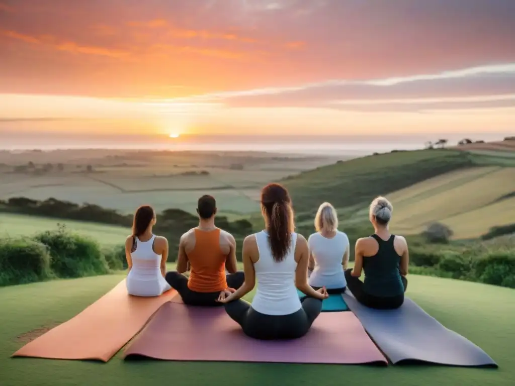 Retiros de yoga familiar en Uruguay: Familias practicando yoga al atardecer, creando un vínculo especial entre generaciones