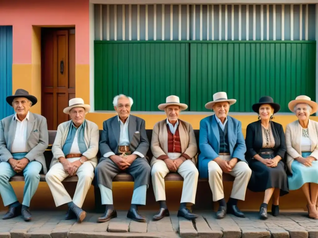 Retratos auténticos del pueblo uruguayo en plaza de Montevideo con gaucho