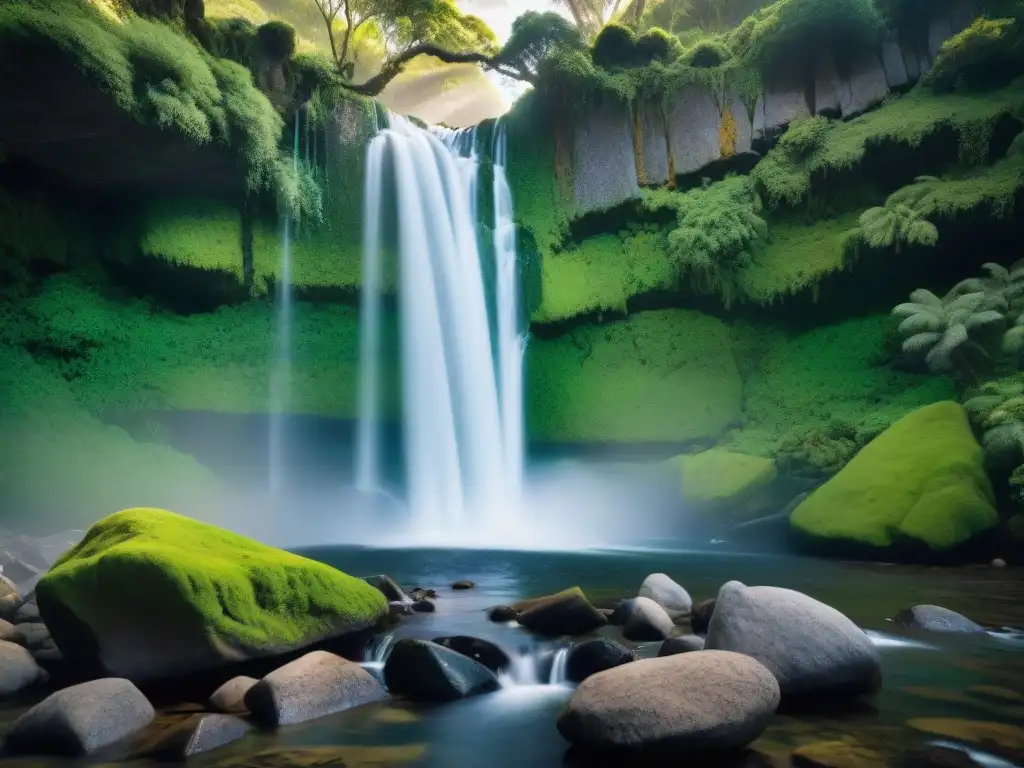 Explorando rincones ocultos en Uruguay: cascada serena en un bosque exuberante y virgen