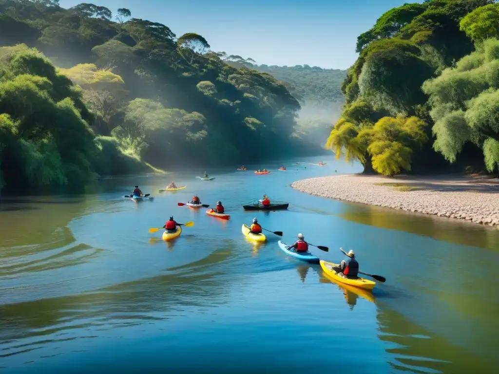 Explorando ríos uruguayos en kayak rodeados de naturaleza exuberante