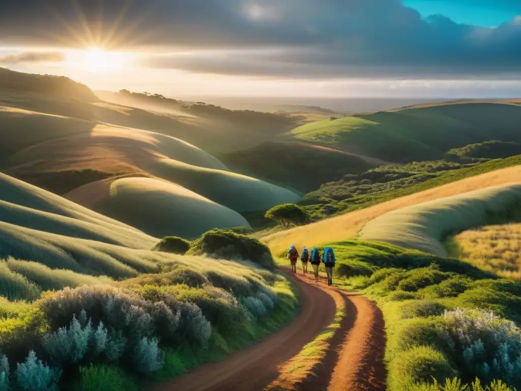 Exploración en senderismo por el campo de Uruguay, rodeado de naturaleza exuberante