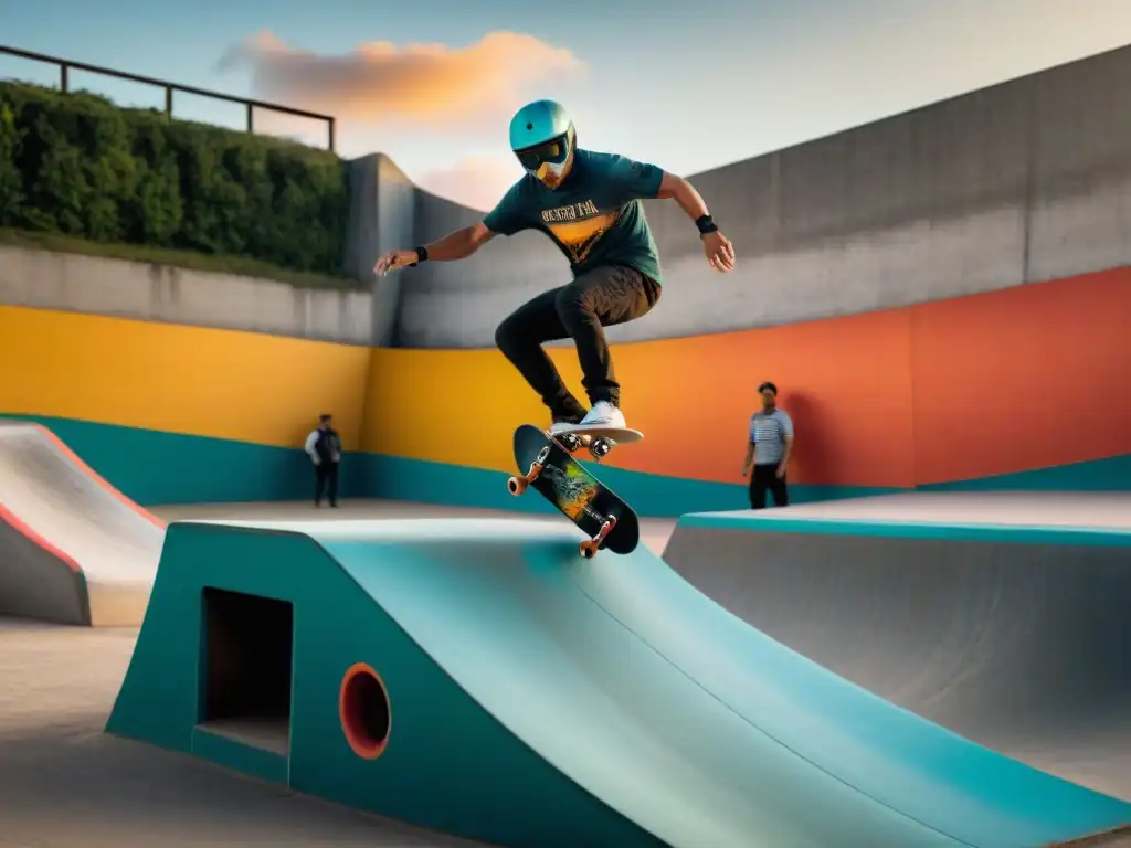 Skateboarding y BMX en Uruguay: Jóvenes riders realizan acrobacias impresionantes en un vibrante skatepark urbano