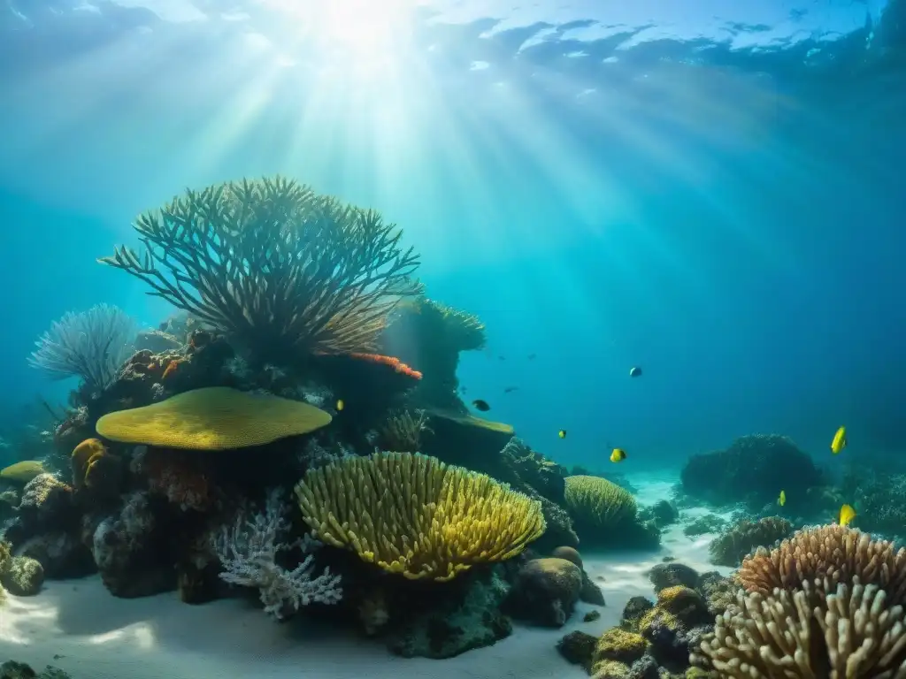Fotografía submarina de la vibrante vida marina en las costas de Uruguay, con peces coloridos y arrecifes de coral