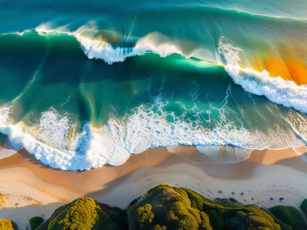 Surfistas disfrutan de las olas en La Paloma, uno de los mejores spots de surf en Uruguay para principiantes