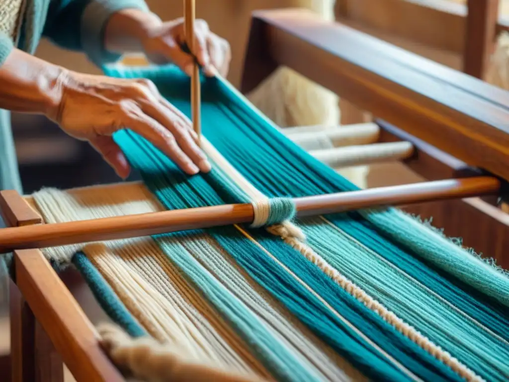 Tejido artesanal uruguayo con lana local en telar de madera, destacando el turismo responsable en zonas rurales Uruguay