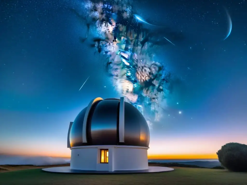 Telescopio de última generación apuntando al cielo estrellado en observatorio privado de Uruguay