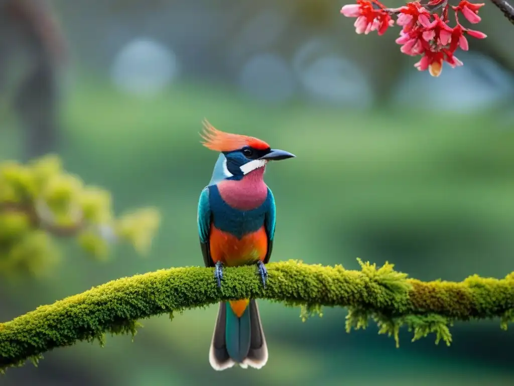 Un Tero colorido posado en un ceibo, plumaje brillante y patas delicadas, en el campo uruguayo