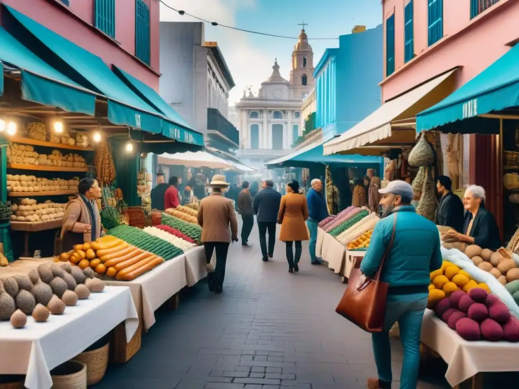Tiendas de souvenirs en Montevideo: un bullicioso mercado con artesanías coloridas y locales llenos de vida y autenticidad