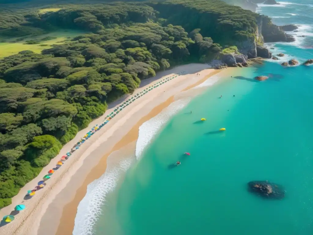 Turismo responsable en costas uruguayas: Aguas turquesas y playas doradas con actividades sostenibles y armonía natural