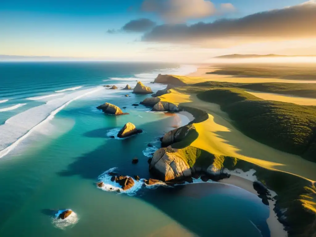 Turismo sostenible en Uruguay: Vista aérea de Cabo Polonio, resaltando naturaleza y armonía con el entorno