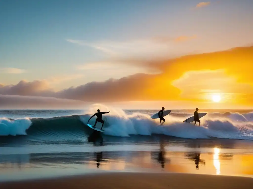 Turismo surfista en Uruguay: Surfeando al atardecer en Punta del Diablo, la magia del mar y el sol en perfecta armonía