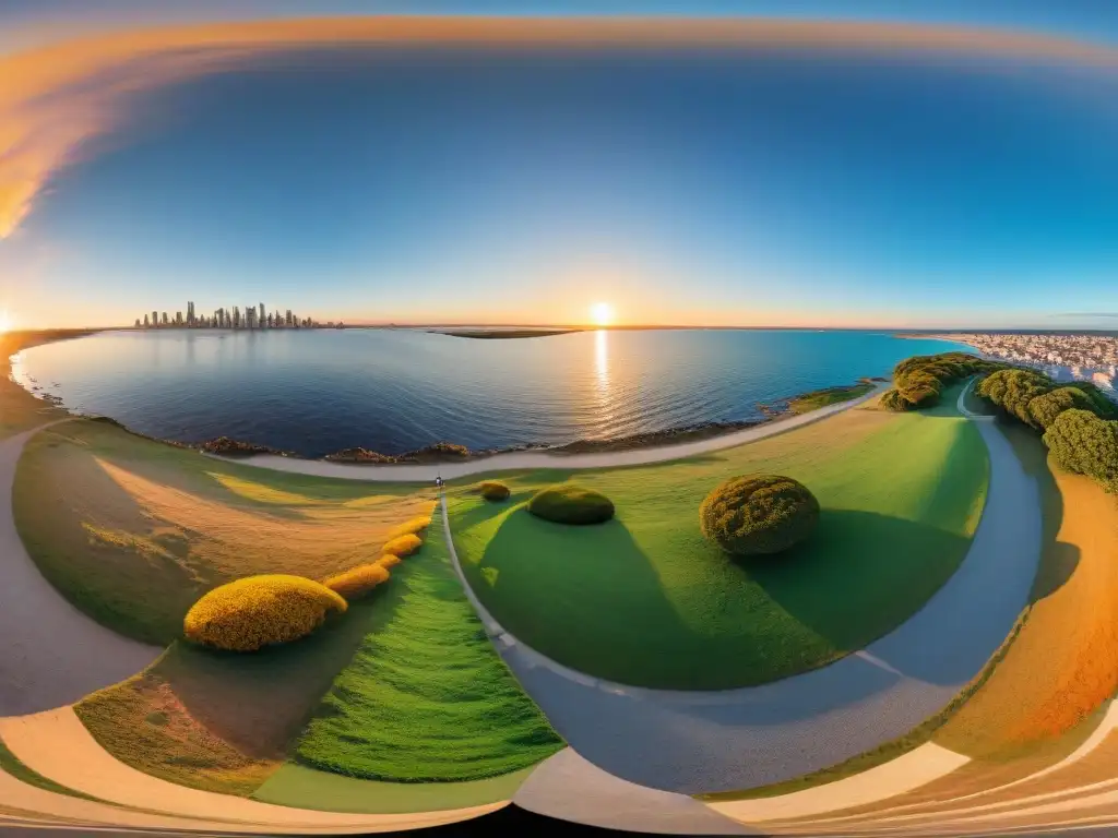 Un turista virtual se maravilla con el atardecer en Punta del Este, Uruguay