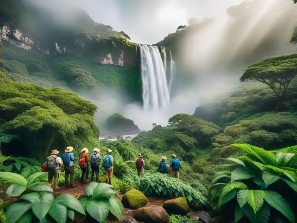 Turistas disfrutan del turismo responsable en reservas de Uruguay, explorando exuberante selva