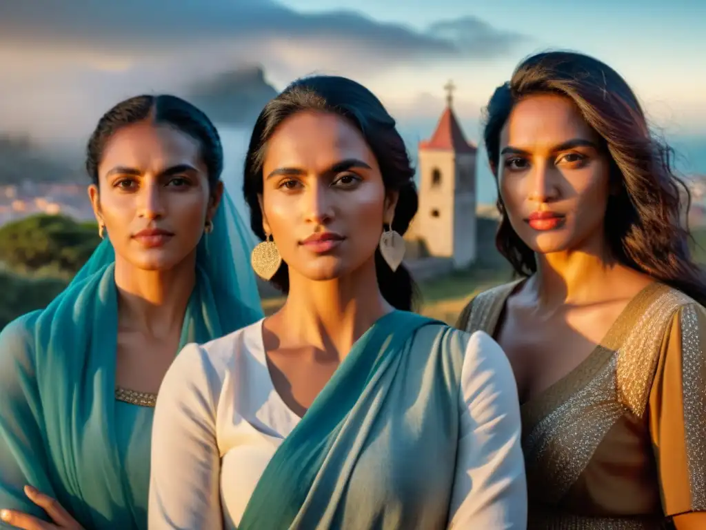 Unidas en la historia uruguaya: mujeres de diferentes épocas unidas en solidaridad, representando progreso y resiliencia