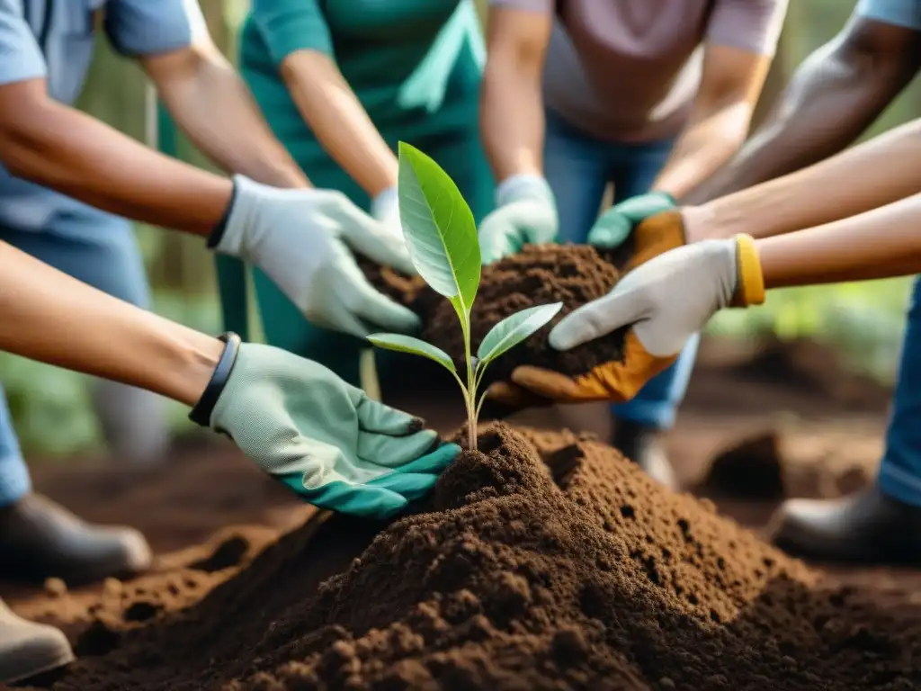 Unidos en proyectos de conservación, voluntarios plantan árboles en un bosque de Uruguay