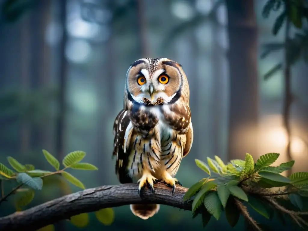 Un búho guardián en el bosque uruguayo, bajo la luz de la luna