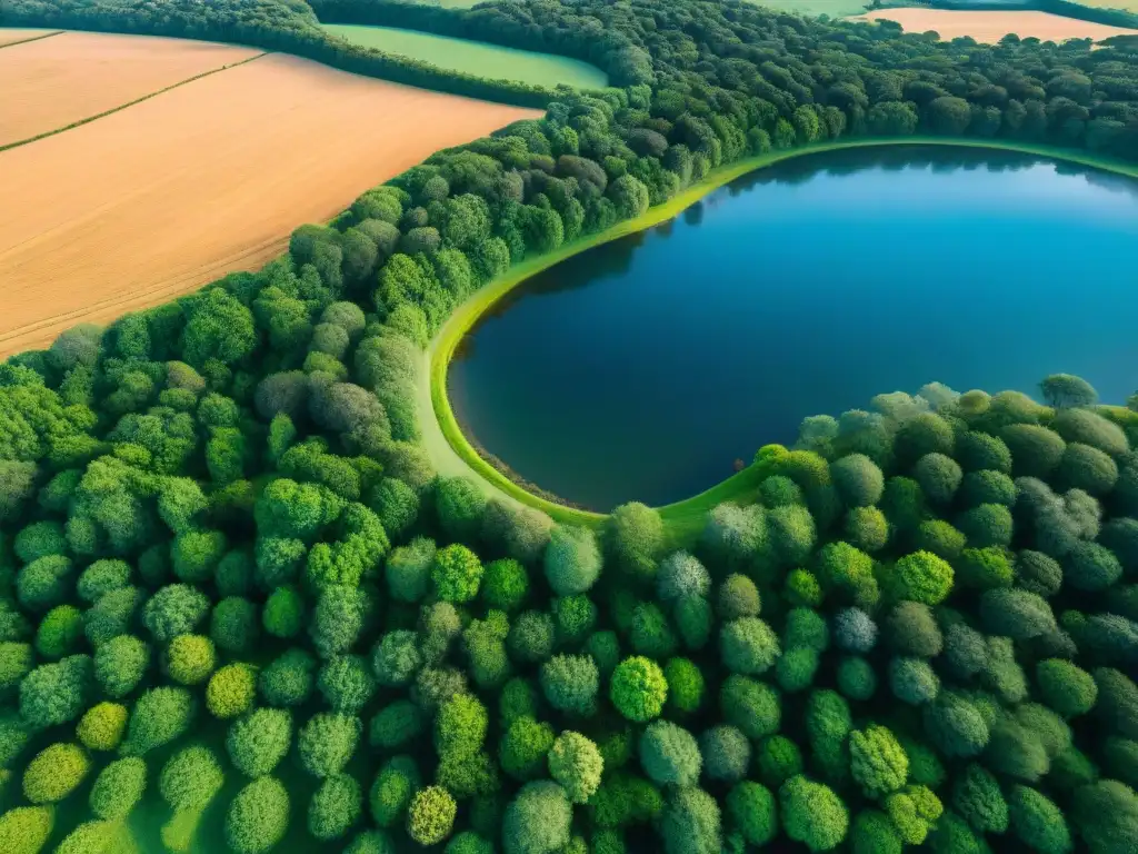 Vastas tierras de Uruguay capturadas desde un dron, mostrando campos y ríos en un bello tapiz natural