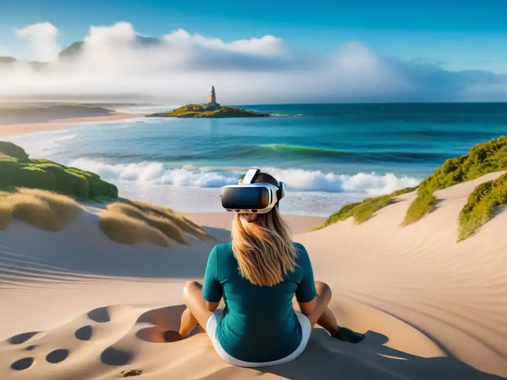 Un viaje inmersivo: auriculares de realidad virtual en la playa de Punta del Este, Uruguay