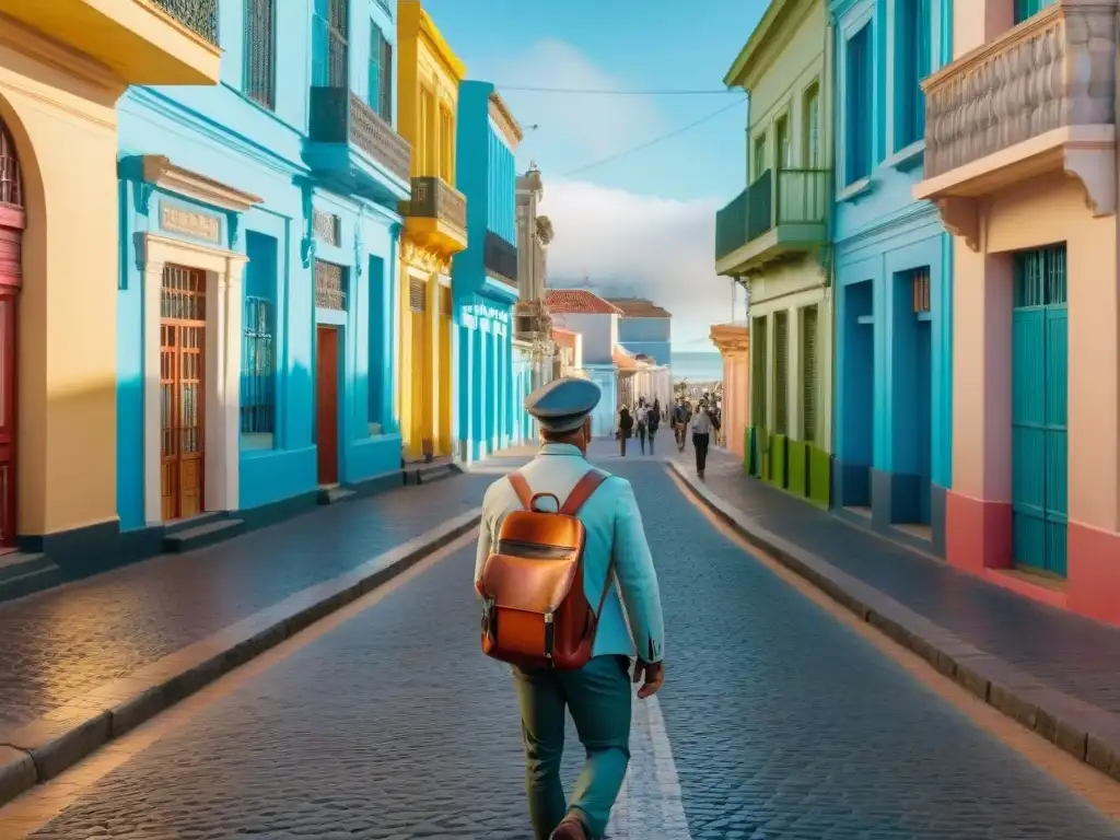Un viajero explorando las calles vibrantes de Montevideo, Uruguay, con los mejores gadgets para capturar la cultura local